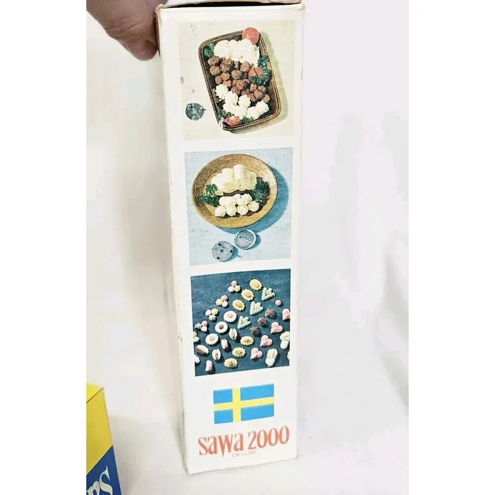 Vintage SAWA 2000 Deluxe Metal Cookie Press Decorator Gun Accessories Set Sweden